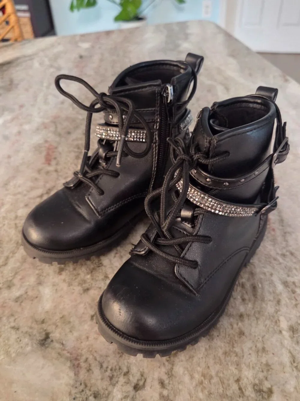 Girls Black Sparkly Boots